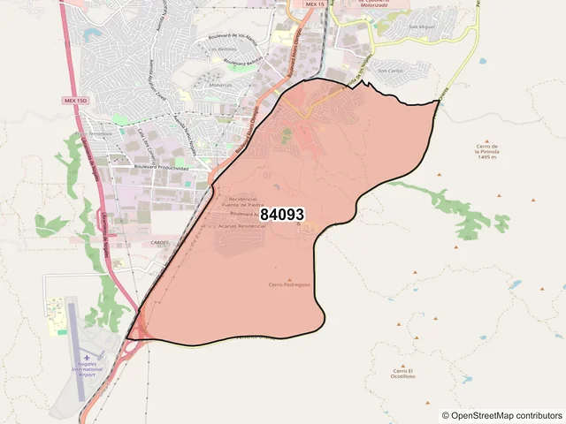Mapa del código postal 84093, Nogales, Sonora