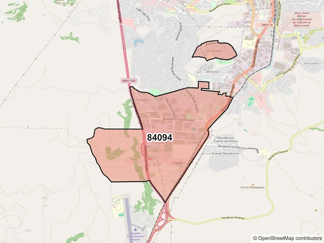 Mapa del código postal 84094, Nogales, Sonora