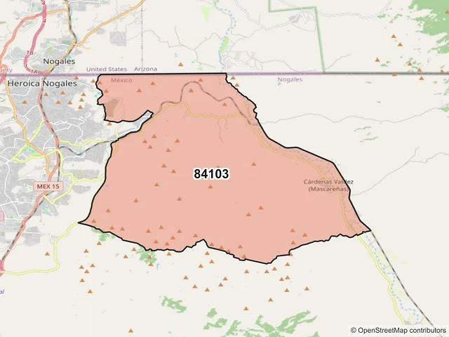 Mapa del código postal 84103, Nogales, Sonora