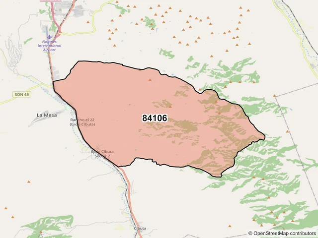 Mapa del código postal 84106, Nogales, Sonora