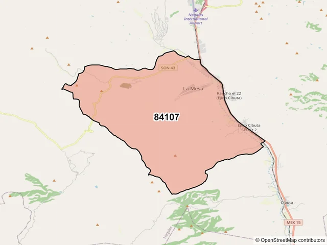 Mapa del código postal 84107, Nogales, Sonora