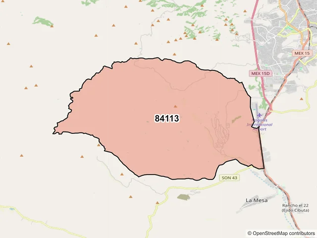 Mapa del código postal 84113, Nogales, Sonora