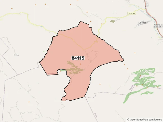 Mapa del código postal 84115, Nogales, Sonora