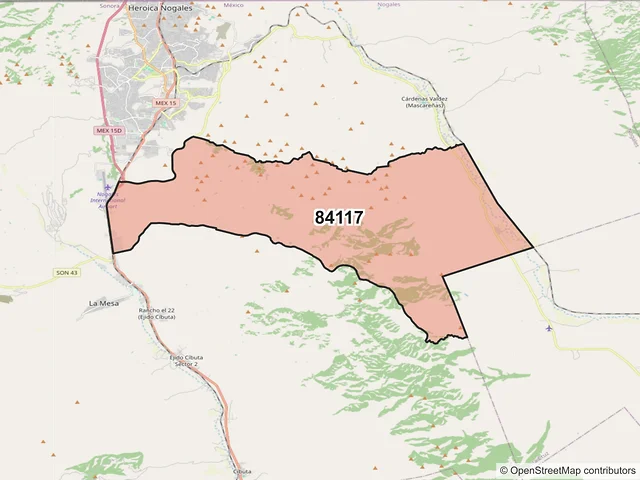 Mapa del código postal 84117, Nogales, Sonora