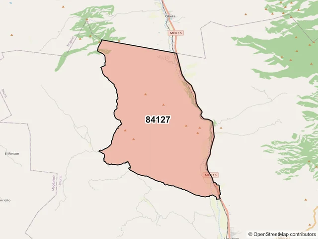 Mapa del código postal 84127, Imuris, Sonora