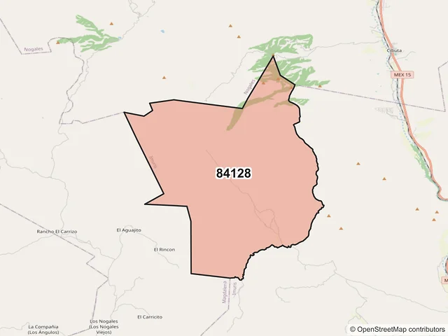 Mapa del código postal 84128, Imuris, Sonora