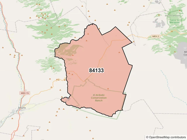 Mapa del código postal 84133, Imuris, Sonora