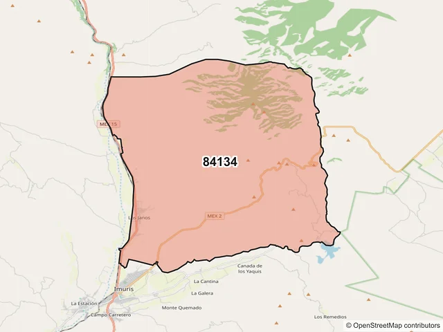 Mapa del código postal 84134, Imuris, Sonora