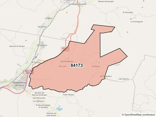 Mapa del código postal 84173, Magdalena, Sonora