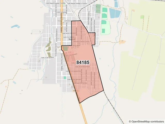 Mapa del código postal 84185, Naco, Sonora