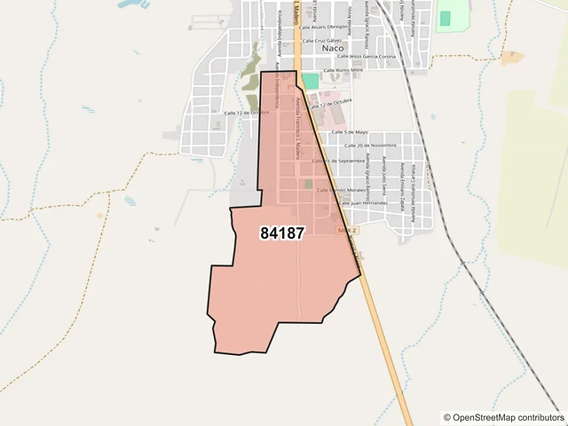 Mapa del código postal 84187, Naco, Sonora
