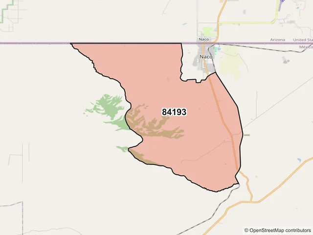 Mapa del código postal 84193, Naco, Sonora