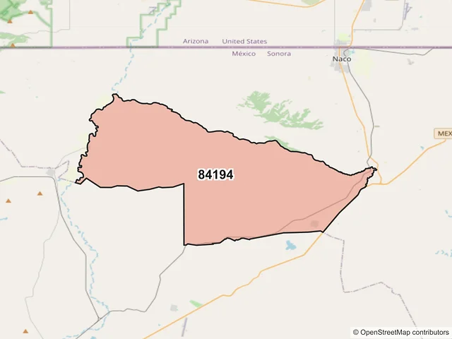 Mapa del código postal 84194, Naco, Sonora