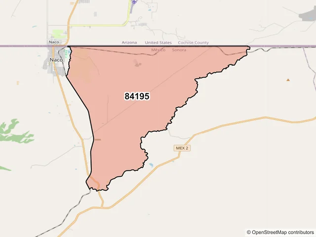 Mapa del código postal 84195, Naco, Sonora
