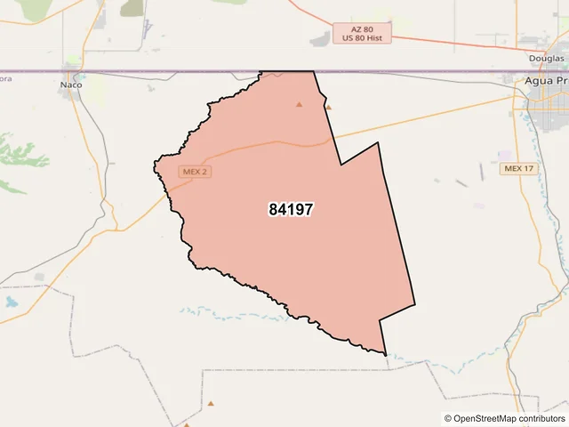 Mapa del código postal 84197, Naco, Sonora