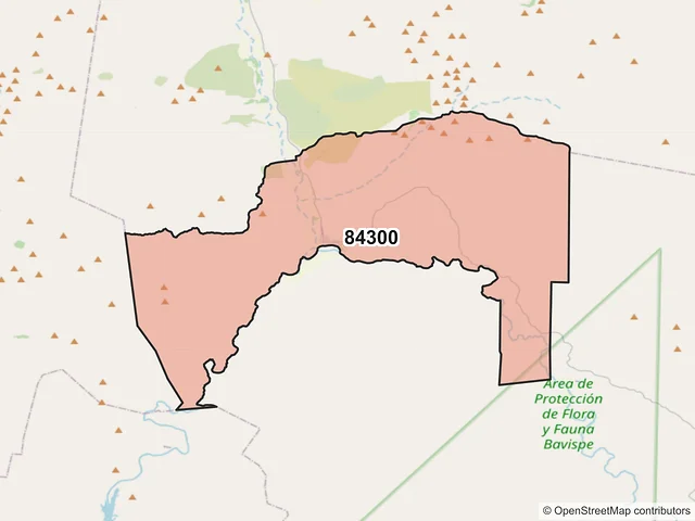 Mapa del código postal 84300, Agua Prieta, Sonora
