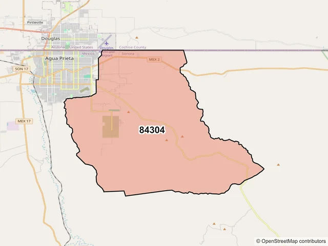 Mapa del código postal 84304, Agua Prieta, Sonora