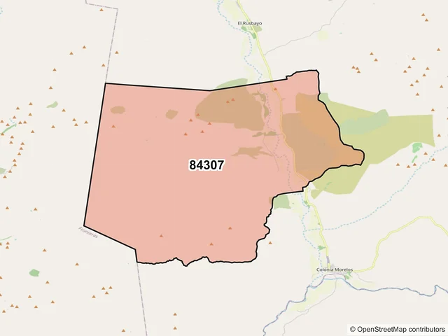 Mapa del código postal 84307, Agua Prieta, Sonora