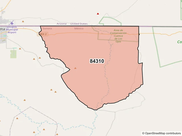 Mapa del código postal 84310, Agua Prieta, Sonora