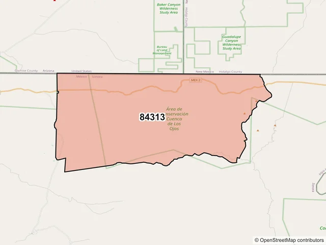 Mapa del código postal 84313, Agua Prieta, Sonora
