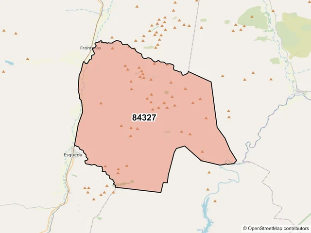 Mapa del código postal 84327, Fronteras, Sonora