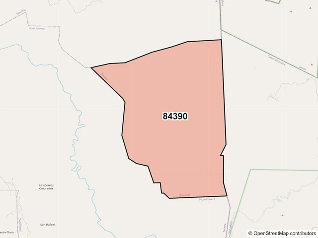 Mapa del código postal 84390, Bacerac, Sonora