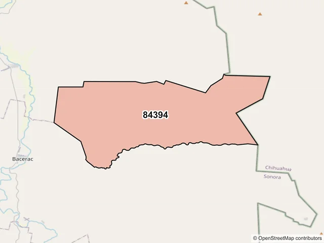 Mapa del código postal 84394, Bacerac, Sonora