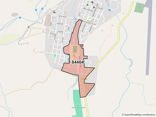Mapa del código postal 84404, Huachinera, Sonora