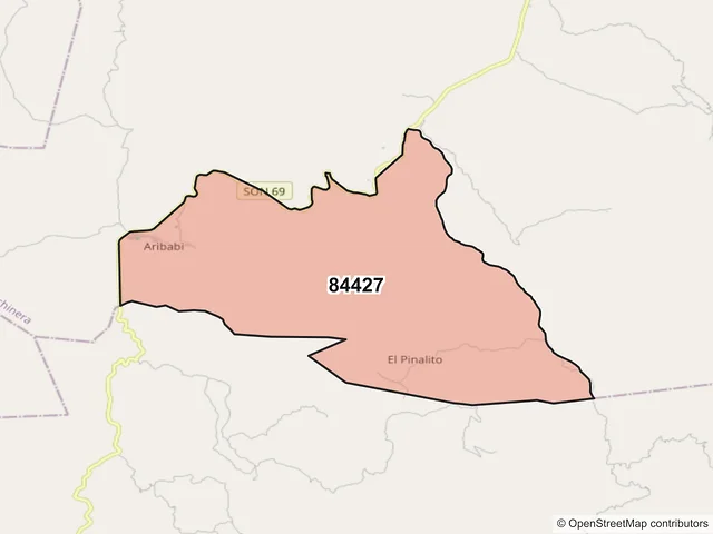 Mapa del código postal 84427, Huachinera, Sonora