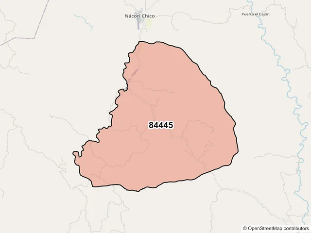 Mapa del código postal 84445, Nácori Chico, Sonora