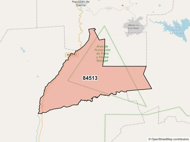 Mapa del código postal 84513, Cumpas, Sonora