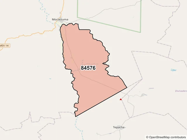 Mapa del código postal 84576, Moctezuma, Sonora