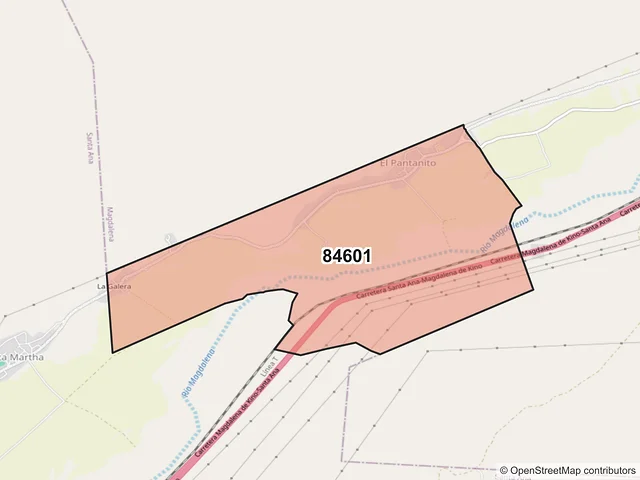 Mapa del código postal 84601, Santa Ana, Sonora