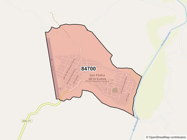 Mapa del código postal 84700, San Pedro de la Cueva, Sonora