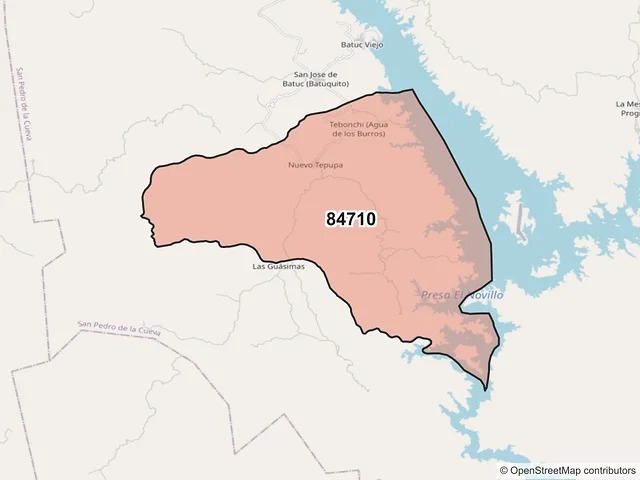 Mapa del código postal 84710, San Pedro de la Cueva, Sonora