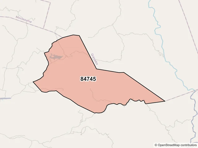Mapa del código postal 84745, Divisaderos, Sonora