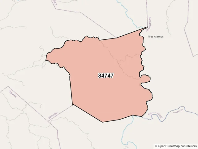 Mapa del código postal 84747, Divisaderos, Sonora