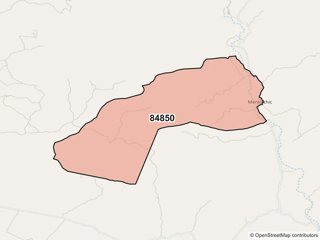 Mapa del código postal 84850, Opodepe, Sonora