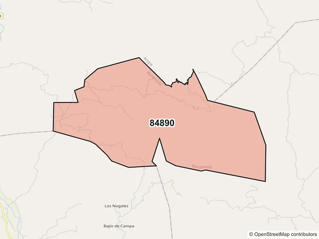 Mapa del código postal 84890, Banámichi, Sonora