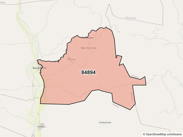 Mapa del código postal 84894, Banámichi, Sonora