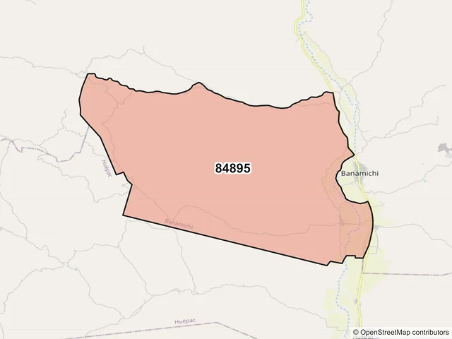 Mapa del código postal 84895, Banámichi, Sonora