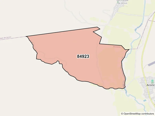Mapa del código postal 84923, Aconchi, Sonora