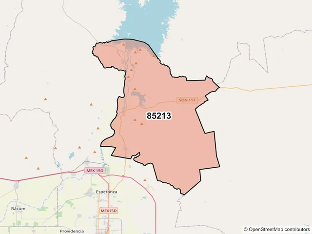 Mapa del código postal 85213, Cajeme, Sonora