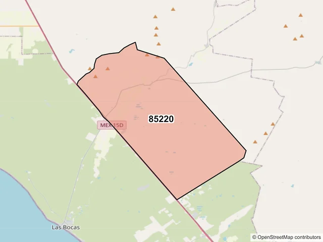 Mapa del código postal 85220, Navojoa, Sonora
