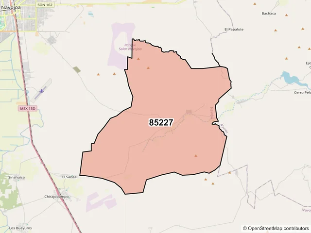 Mapa del código postal 85227, Navojoa, Sonora