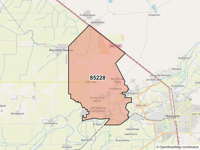 Mapa del código postal 85228, Navojoa, Sonora