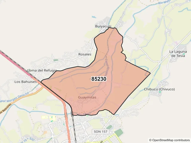 Mapa del código postal 85230, Navojoa, Sonora