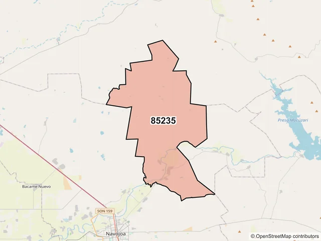 Mapa del código postal 85235, Navojoa, Sonora