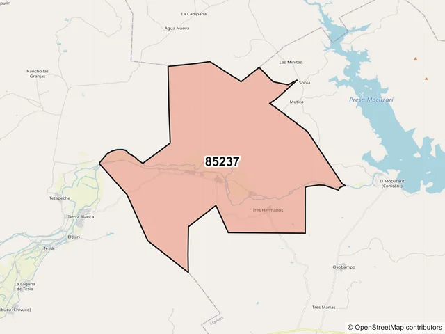 Mapa del código postal 85237, Navojoa, Sonora