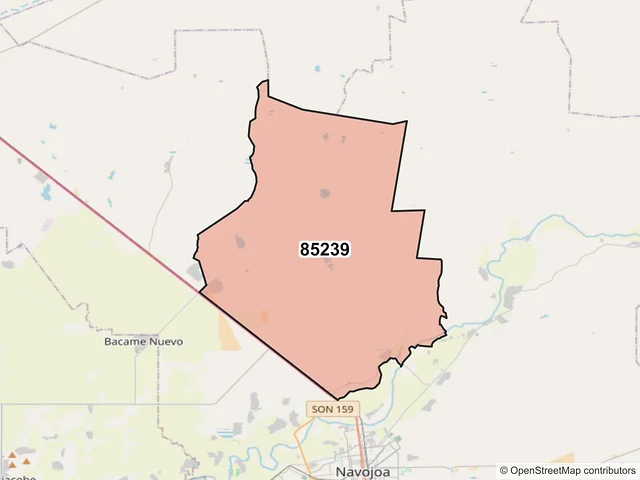 Mapa del código postal 85239, Navojoa, Sonora